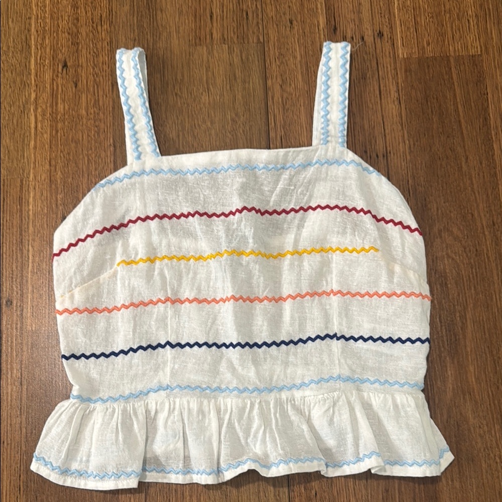 Striped Ruffle Hem Tank Top